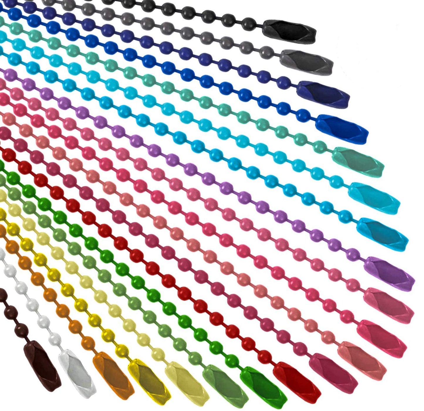 SANNIX 100Pcs Ball Beads Chain, Bulk Dog Tag Metal Chain, 4.72 Inch Ball Chain Keychains with Connectors for Hanging Christmas Decoration (Mixed Color)