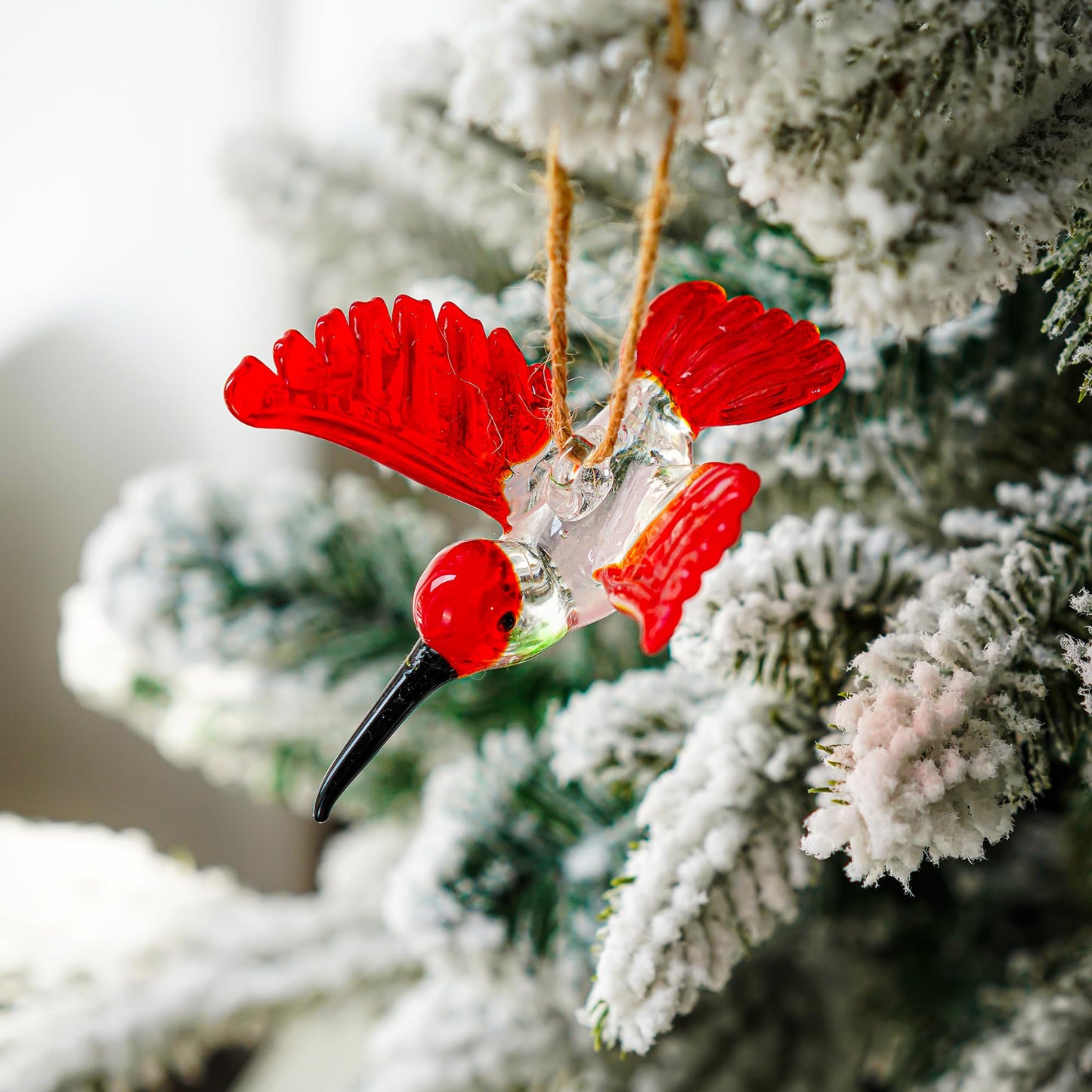 Handmade Hummingbird Ornament Xmas Decorative Hanging Ornament Glass Humming Bird Ornament for Home Party Christmas Tree Decorations