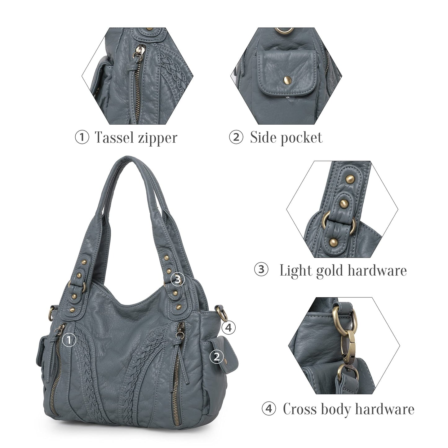 Montana West Roomy Shoulder Handbags Ladies Purse Hobo Satchel Bags Tote Washed Leather Crossbody Bag Jean MWC-019JEAN