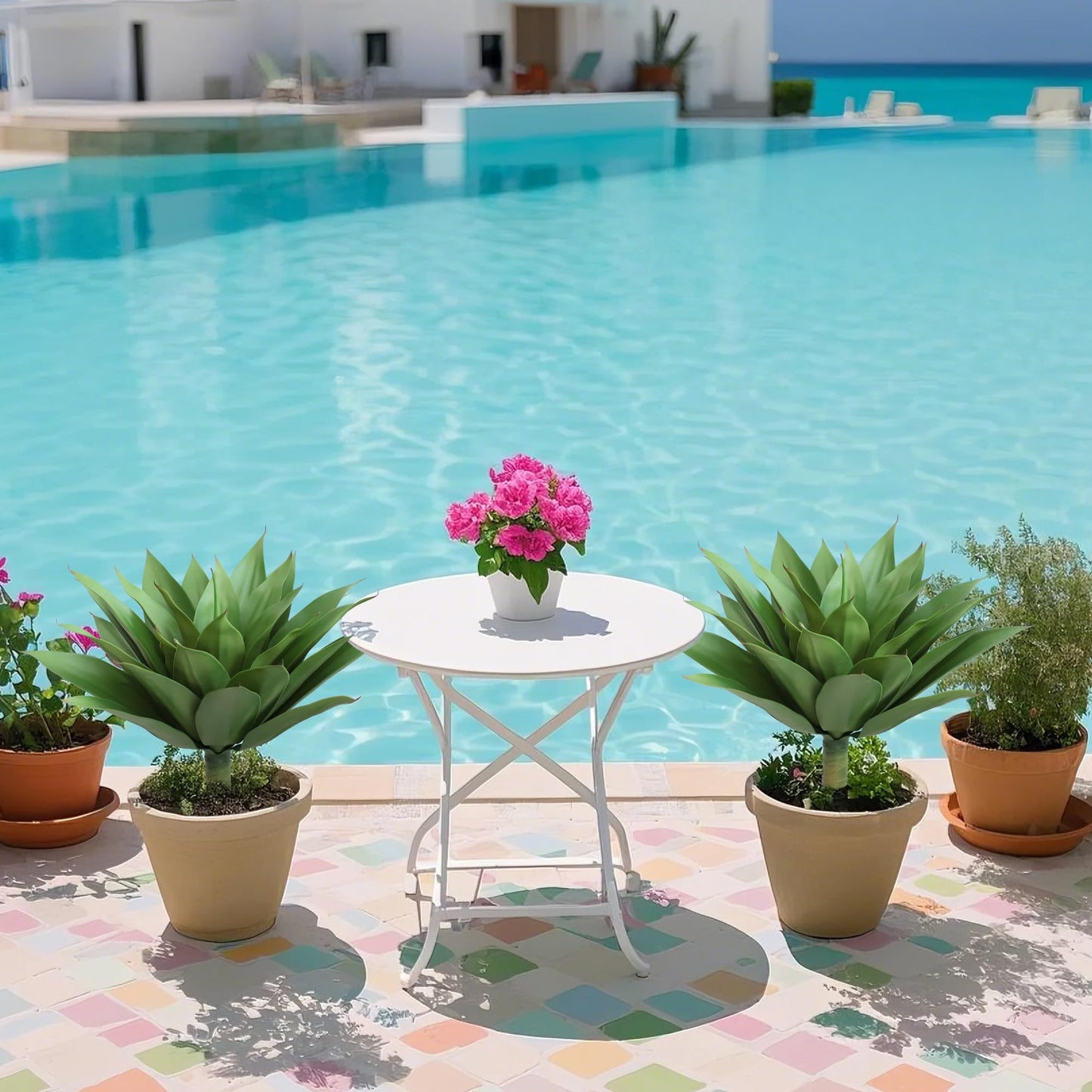 HN HOLD NATURE 28 inch Artificial Agave Plants, Large Size Fake Succulent Plant, Faux Succulents Stems for Outdoor Indoor Home Decor (Set of 2)