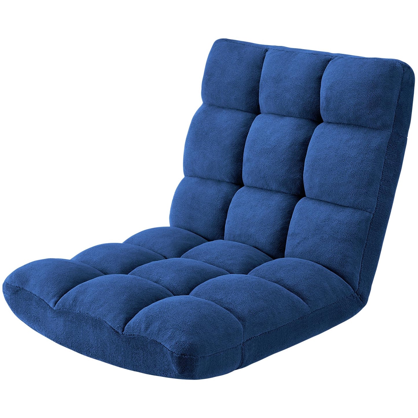 Avocahom Folding Floor Gaming Chair 14-Poistion Cushioned Adjustable Floor Lazy Sofa Chair w/Breathable Cotton & Skin-Friendly Velvet for Adults & Kids Perfect for Reading Gaming Meditating, Darkblue