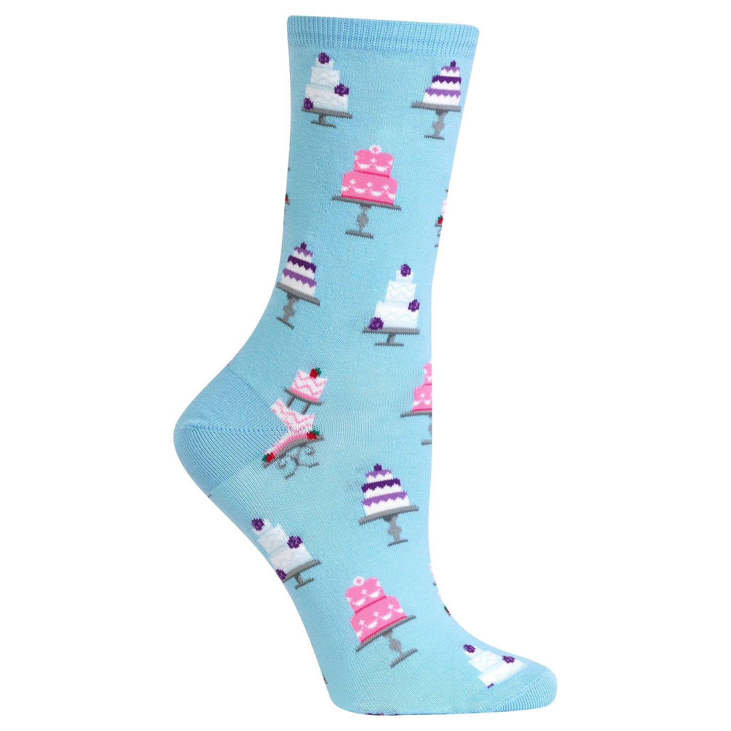 Hot Sox Women's Classic Novelty Crew 1 Pair Pack-Fun & Cute Fashion Gifts, Wedding Cakes (Pale Blue), Shoe Size: 4-10 (Sock Size: 9-11)