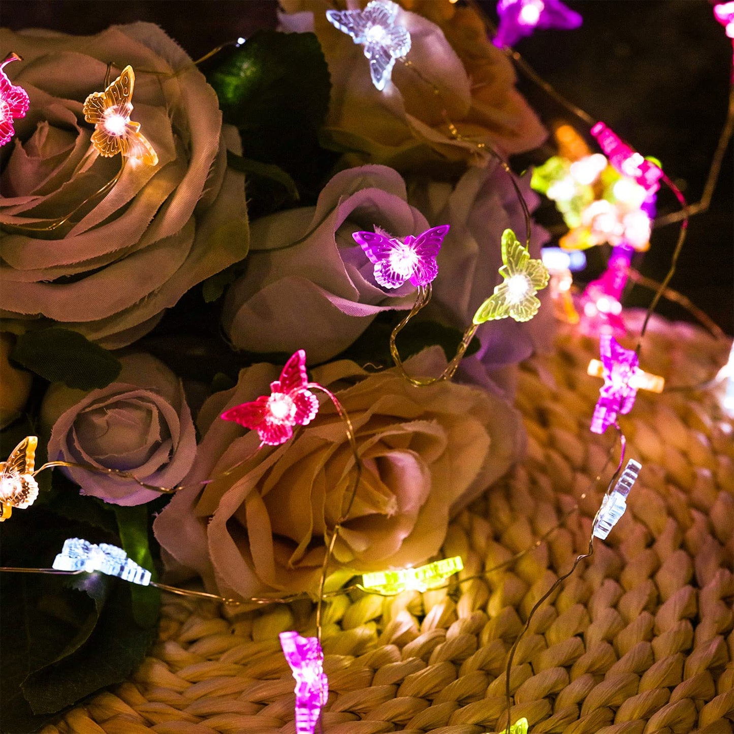 Tuanse Butterfly String Lights, 10ft 40 LEDs Battery Operated 12 Modes Summer Fairy Light Decor with Remote and Timer for Bedroom Party Garden Wedding Decoration