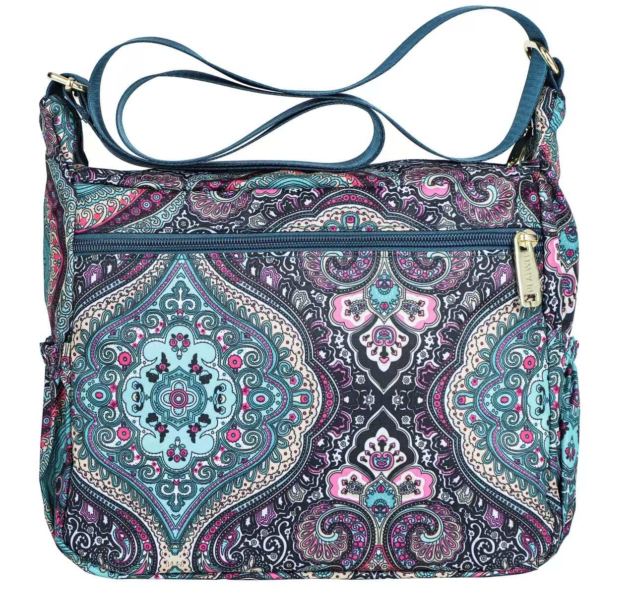 Pealwel Women Shoulder Handbag Roomy Multiple Pockets Bag Ladies Crossbody Purse Tote Top Handle Satchel(SS-Black&Blue)