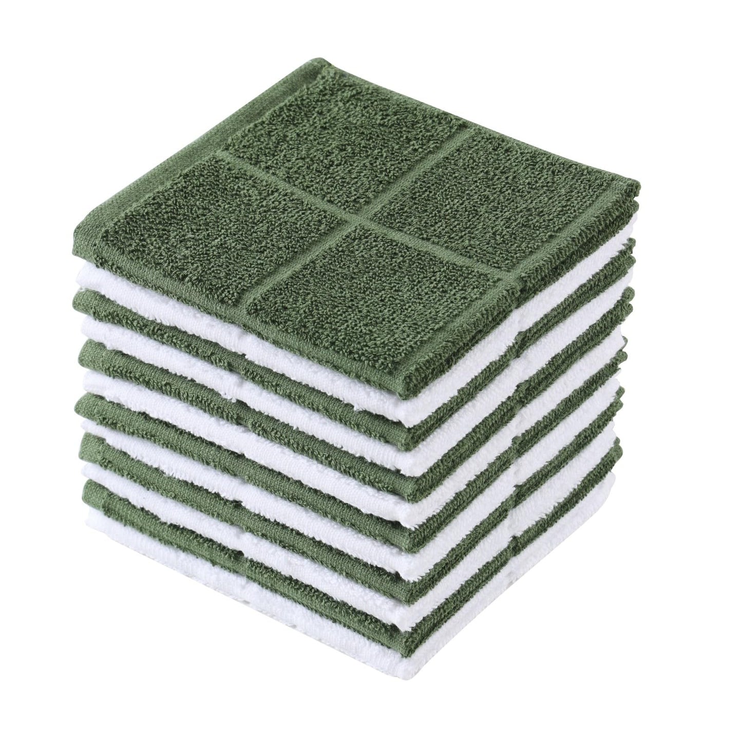 Glynniss Dishcloths Kitchen Highly Absorbent Dish Rags 100% Cotton Dish Cloths for Washing Dishes (Garden Green)