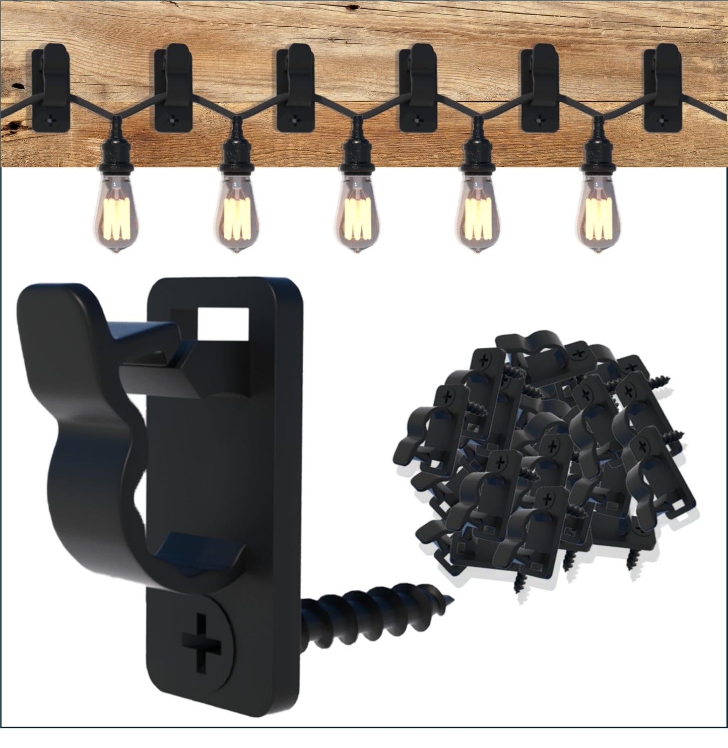 AFFAVON 80Pack Outdoor String Light Clips Screw-in Hooks,Weatherproof Cable Hangers and Clips for Hanging Fairy Lights for Christmas, Festival,Patio, and Fence Decorations