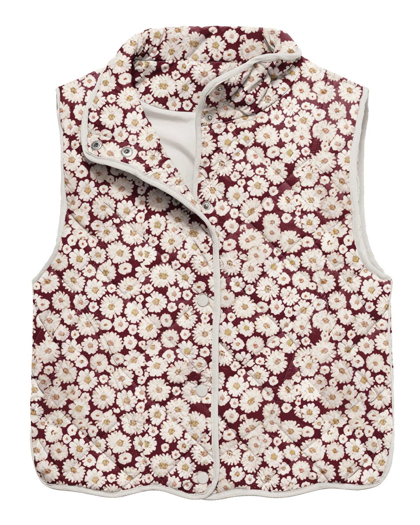 Gacaky Women's Puffer Vest Sleeveless Button Down Outerwear Warm Quilted Lightweight Down Winter Jackets Coats Maroon Combo Small