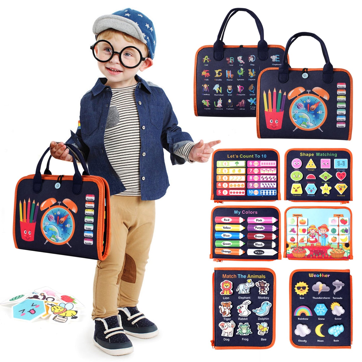 Toddler Busy Board Montessori Toys: for Toddlers 1-3 Year Old Educational Activity Book Sensory Board Travel Toy Ages 2-4 3-5 Learning Fine Motor Skills Preschool Quiet Book Gift for Boys Girls Kids