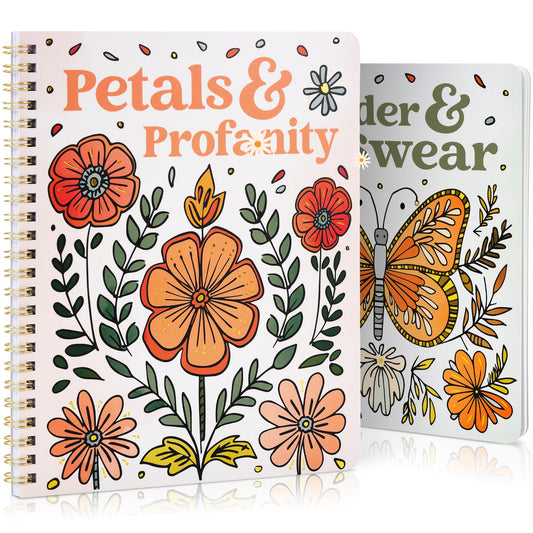 Beautiful Coloring Book Set of 2 for Adult Relaxation - Funny Coloring Books with Floral Designs for a lot of Laughs - The Perfect Stress-Relieving Gift for Women