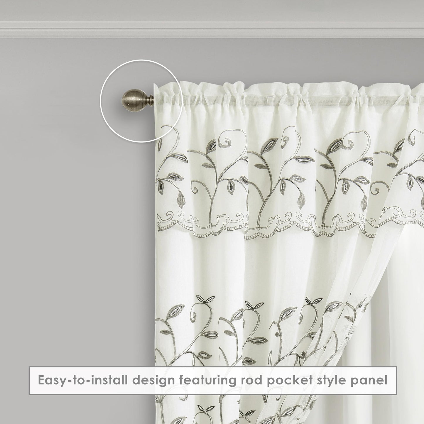 Elegant Comfort Luxury Curtain/Window Panel Set with Attached Valance and Backing 54" X 84 inch (Set of 2), Beige