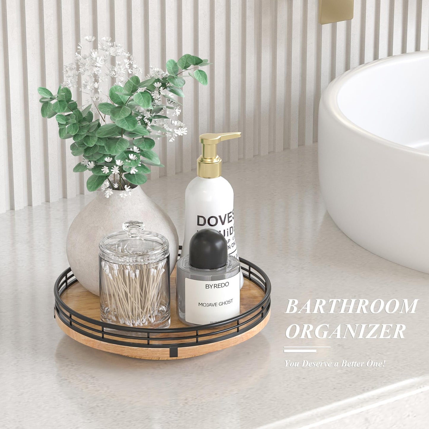 9" Oak Wood Lazy Susan Turntable Organizer for Cabinet, Round Wooden Farmhouse Lazy Susan Organization and Storage for Dining Table, Pantry, Kitchen, Countertop, Cupboard,Home Decor