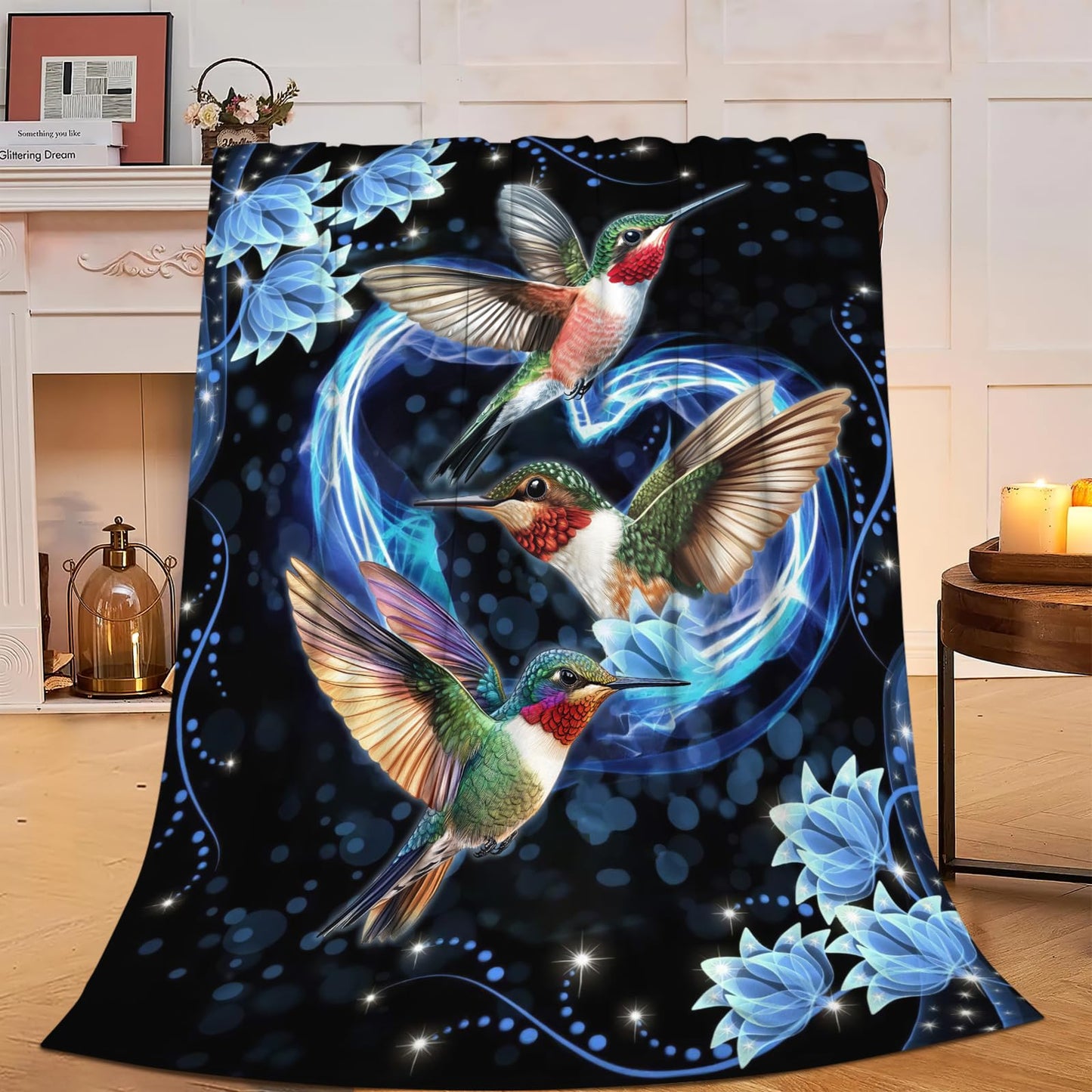 Hummingbird Blanket Super Cozy Soft Hummingbird Throw Blanket Warm Plush Fluffy Hummingbird Stuff Gifts for Women Girls Fleece Flannel Gift Blankets for Kids Adults 50"X40"