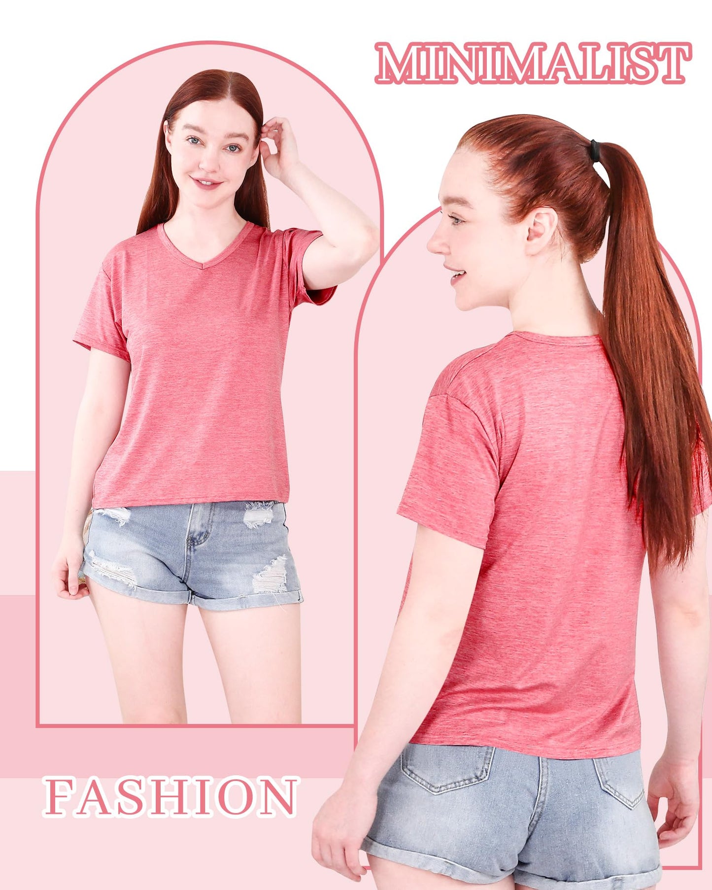 Taiyin 10Pcs Women's Dry Fit T Shirts V Neck Short Sleeve Lightweight Shirts Tee for Workout Athletic Yoga Gym Hiking Running (Dark Colors,XL)