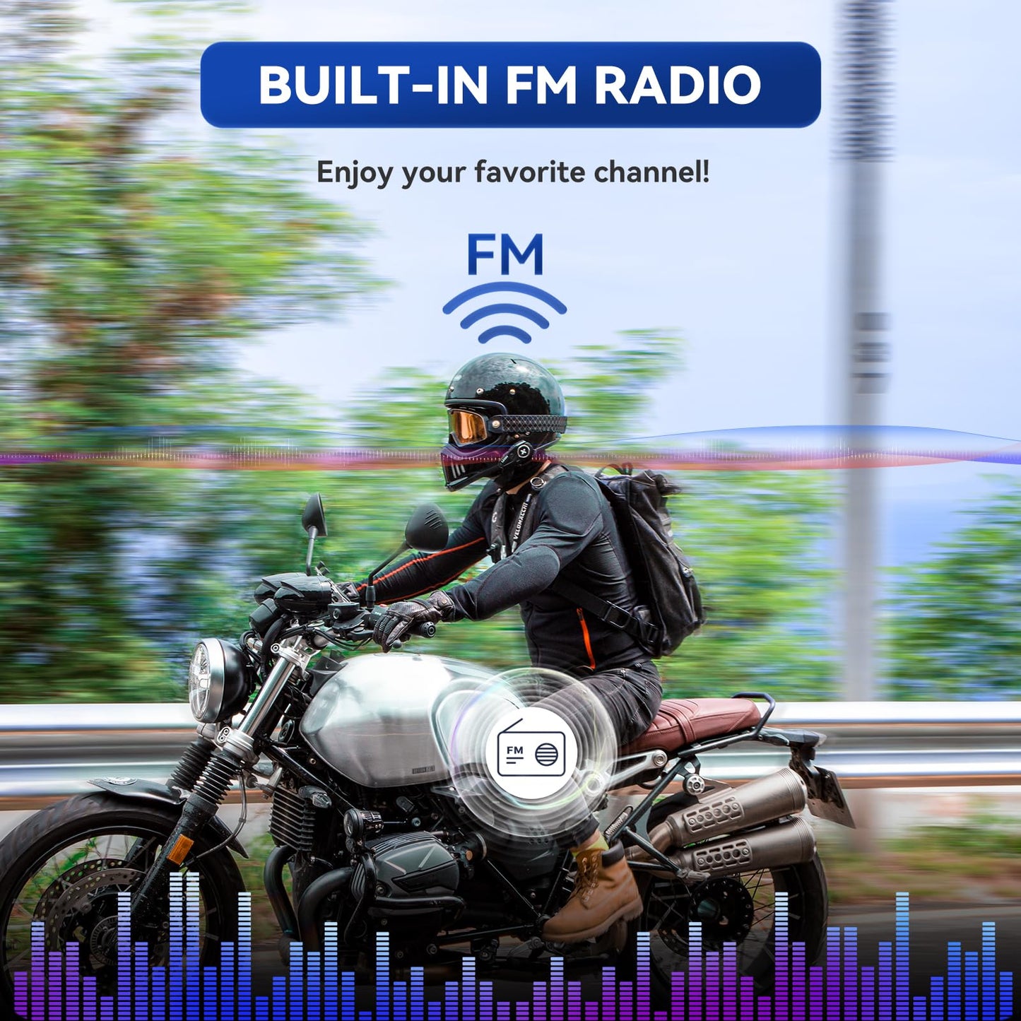 LEXIN G2P Motorcycle Helmet Bluetooth Headset, Group Intercom Communication Systems, FM Radio/ 6 Shells/Universal Pairing/Private Talk/Noise Cancellation, Fit for Snowmobile/ATV, 2 Pack