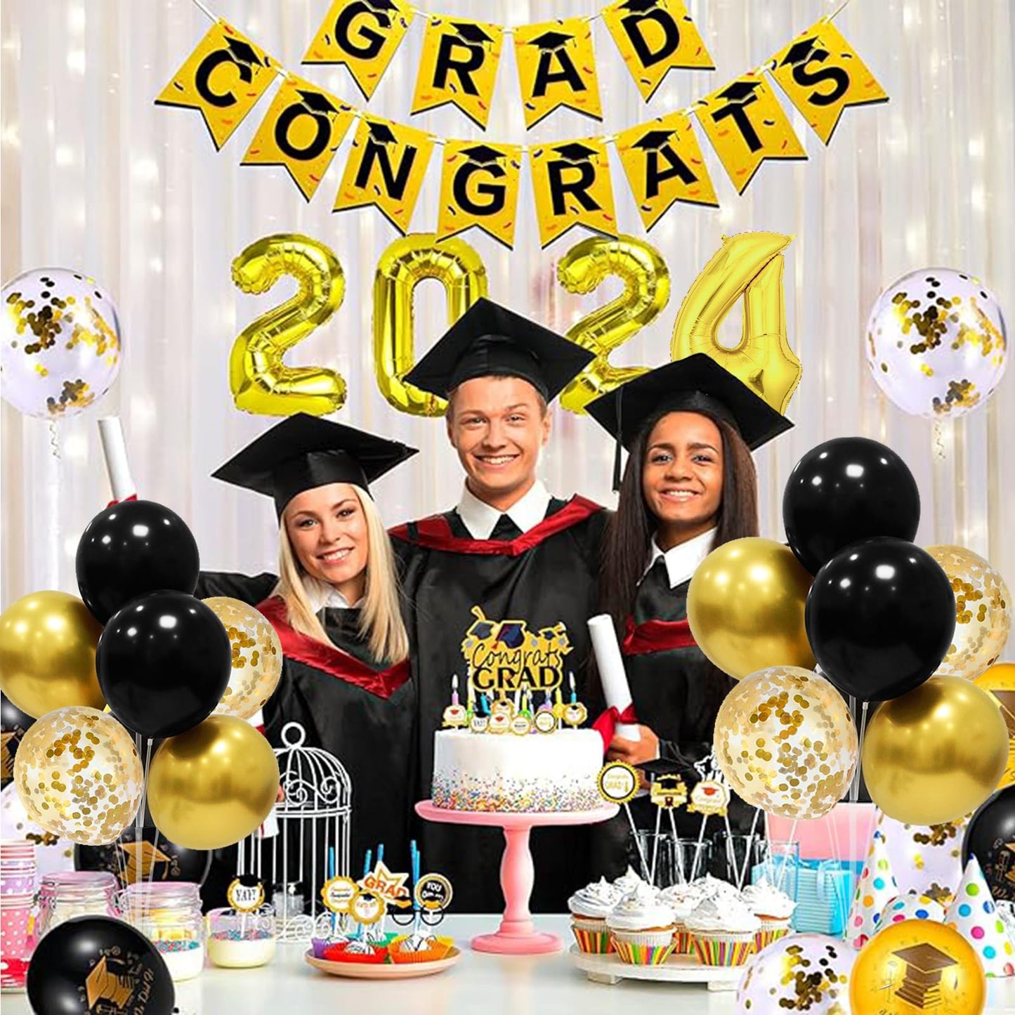 ZJDHPTY Black and Gold Party Decorations Balloon Stand Table Centerpieces for Birthday Wedding Retirement Anniversary Father's Day Halloween New Years Graduation Decorations 2025