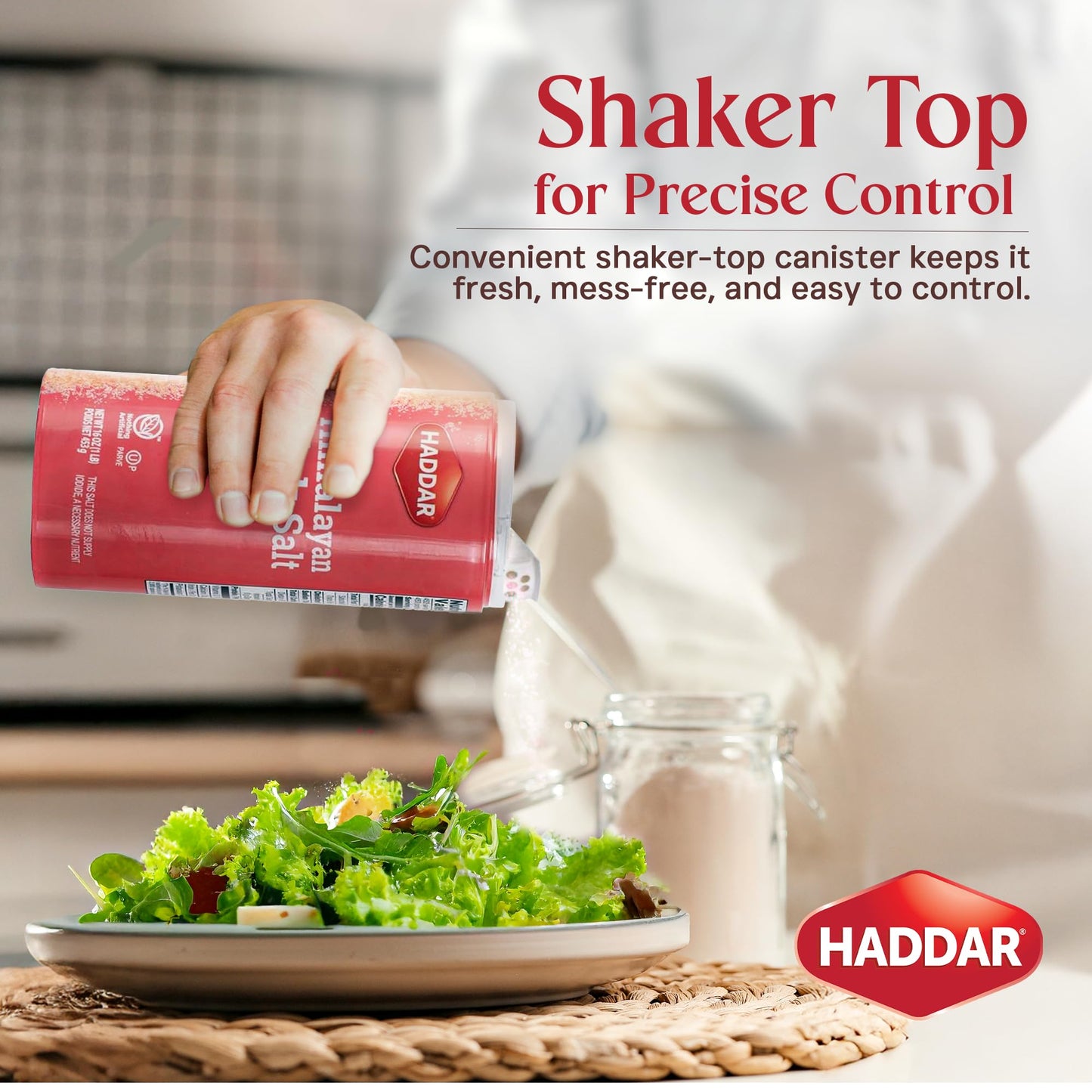 Haddar Fine Himalayan Pink Salt, 16 oz (2 Pack) | Pure and Natural Pink Himalayan Sea Salt | Rich in Essential Minerals | Gourmet Cooking and Seasoning Salt | Table Salt Alternative