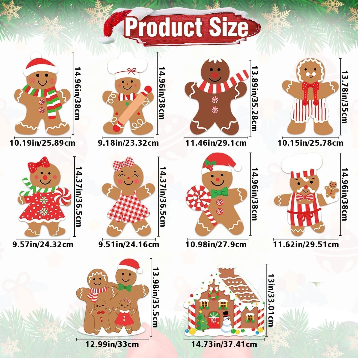 10Pcs Christmas Gingerbread Decorations Outdoor, Gingerbread Man Yard Signs with Stakes Xmas Gingerbread Lawn Signs for Xmas Holiday Garden Lawn Patio Pathway Decor Outside