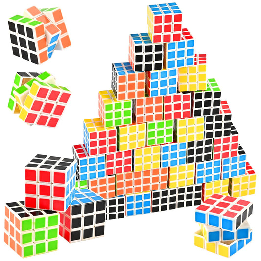 GOLDGE 40 Mini Cube Puzzles, 1.18in 3x3, Fun Party Favors for Kids - School Rewards & Classroom Prizes, Perfect for Birthdays, Easter, Christmas & Stocking Stuffers (40PCS-6 Colors (Black))