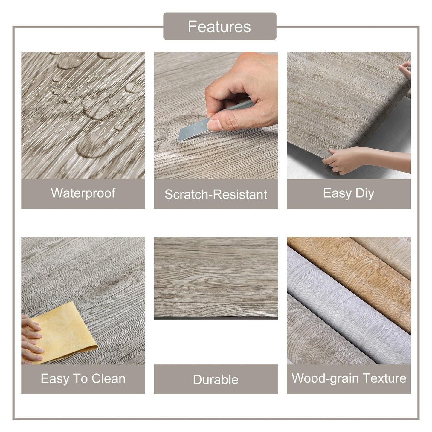 Durteljana 3D Peel and Stick Vinyl Floor Tile Roll Wood Plank Sticker 23"x393"/64 Sq.Ft, for Home Apartment Room Self Adhesive Easy DIY Removable Waterproof Thicken Floor Covering Dark Wood