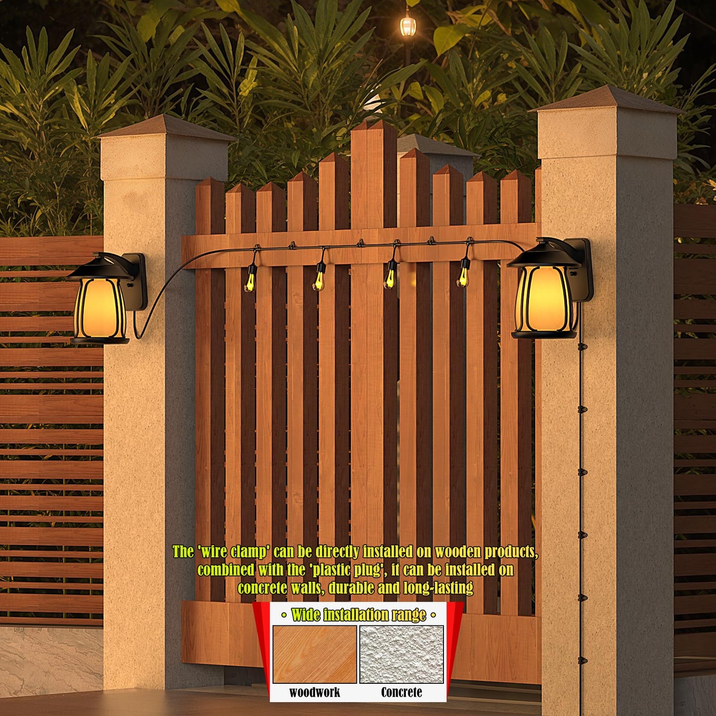 Lewufe Hooks for Outdoor String Lights Clips, Christmas Light Clips Weatherproof, Lights Hanger Hooks for Hanging Christmas Light, Fairy Light, Cable, Holiday Decor - Black, 50 Pack