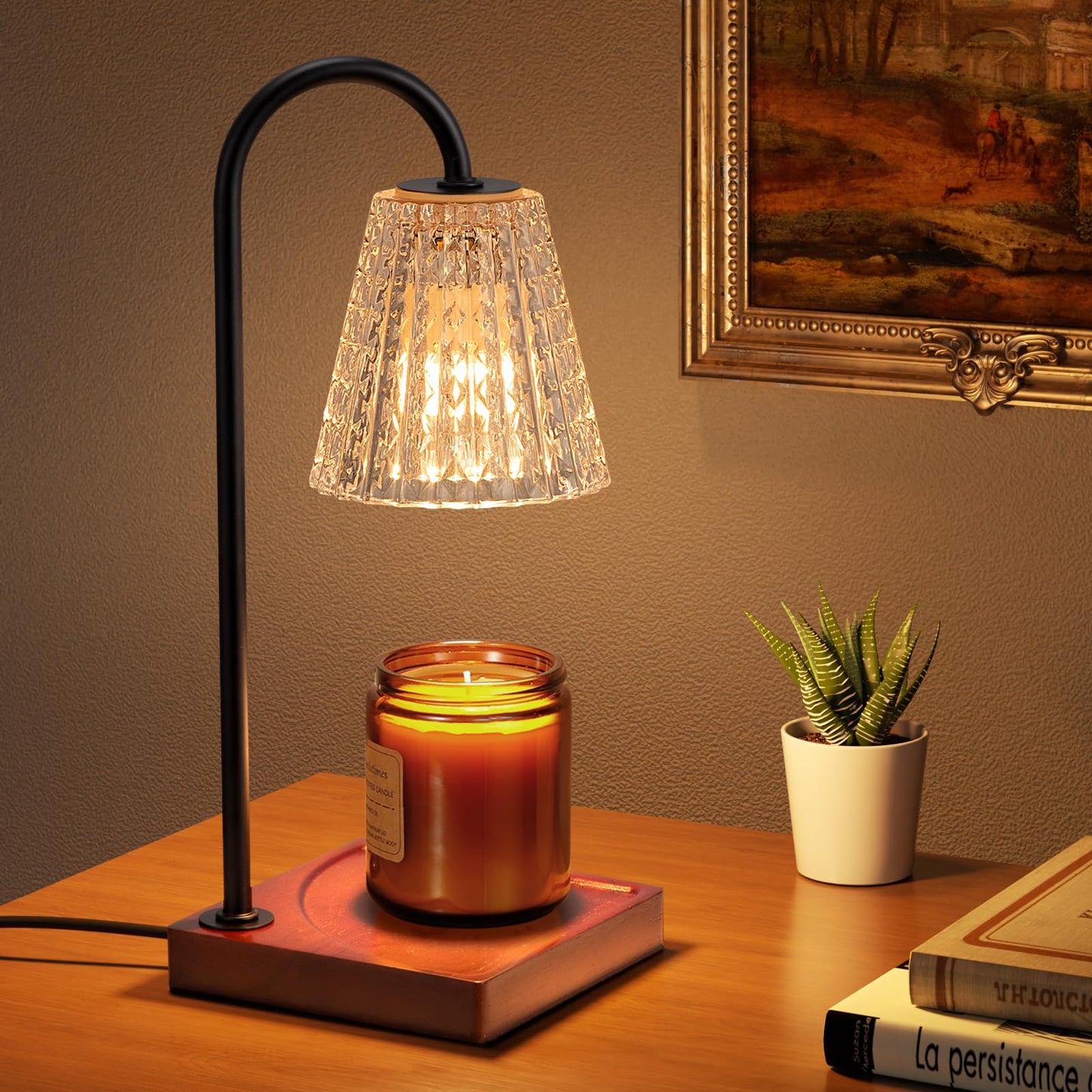 Hong-in Candle Warmer Lamp with Timer Dimmer,Birthday Gifts for Women Mom,House Warming Gifts New Home Room Decor,Wax Warmer for Scented Wax Jar Candles with Unique Dotted Lampshade