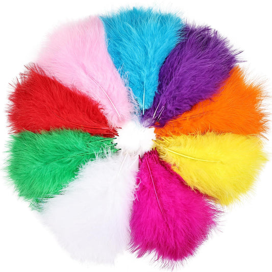 Fluffy Turkey Marabou Feathers 100pcs for Craft Dream Catcher Decoration - 4-7Inches Natural Feathers (Mix Color)