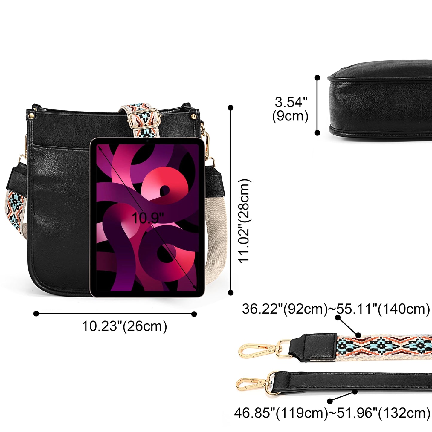 Uromee Crossbody Shoulder Bags for Women Trendy Vegan Leather Multi Pocket Shoulder Handbag Purse Adjustable Strap