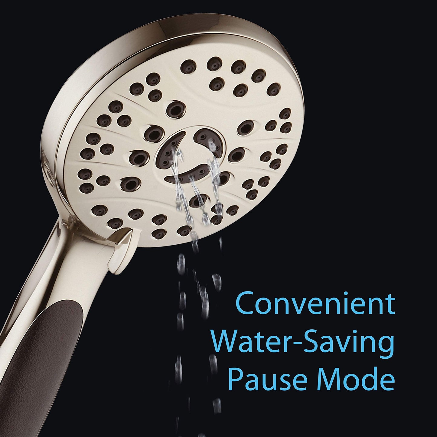 AquaSpa for California - High Pressure 6-setting Luxury Handheld Shower Head, 6 Ft Stainless Steel Hose, Anti Clog Jets, Anti Slip Grip, Top US Brand, Extra Wall Bracket - Brushed Nickel Finish