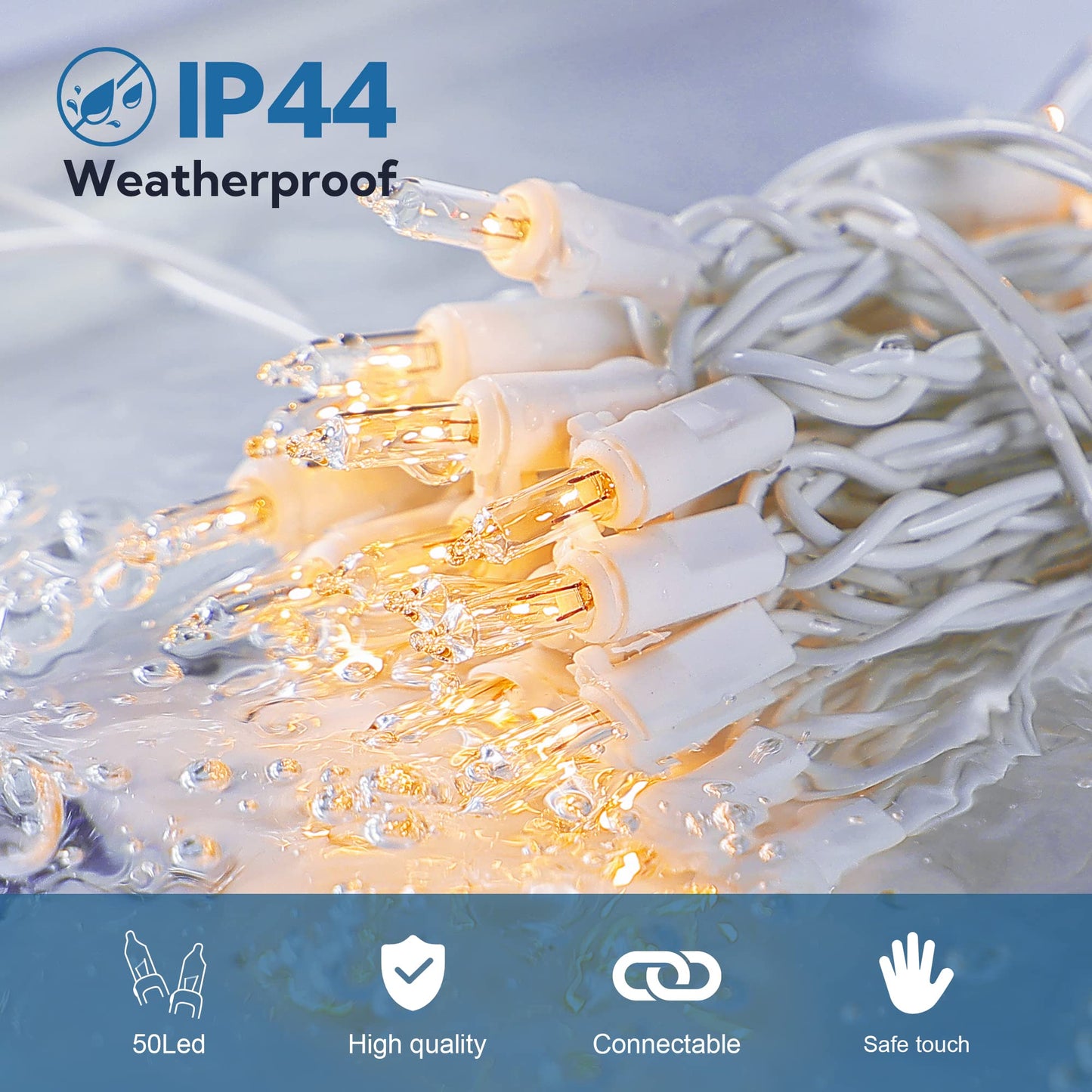 mimigogo Clear Christmas Lights Set with White Wire,50Count 13Feet Incandescent Bulb Mini String Lights for Indoor Christmas Tree Garland Birthday Wedding Party Festival Decoration, Warm White