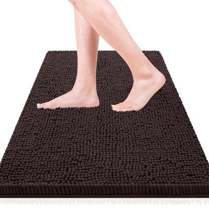 Bathroom Rugs 23x15,Super Absorbent Soft,Thick,Machine Washable Chenille Bath Mat,Non Slip Toilet Floor Rug,Bath Mats for Bathroom Floor, Home Decor Accessories,Denim Blue