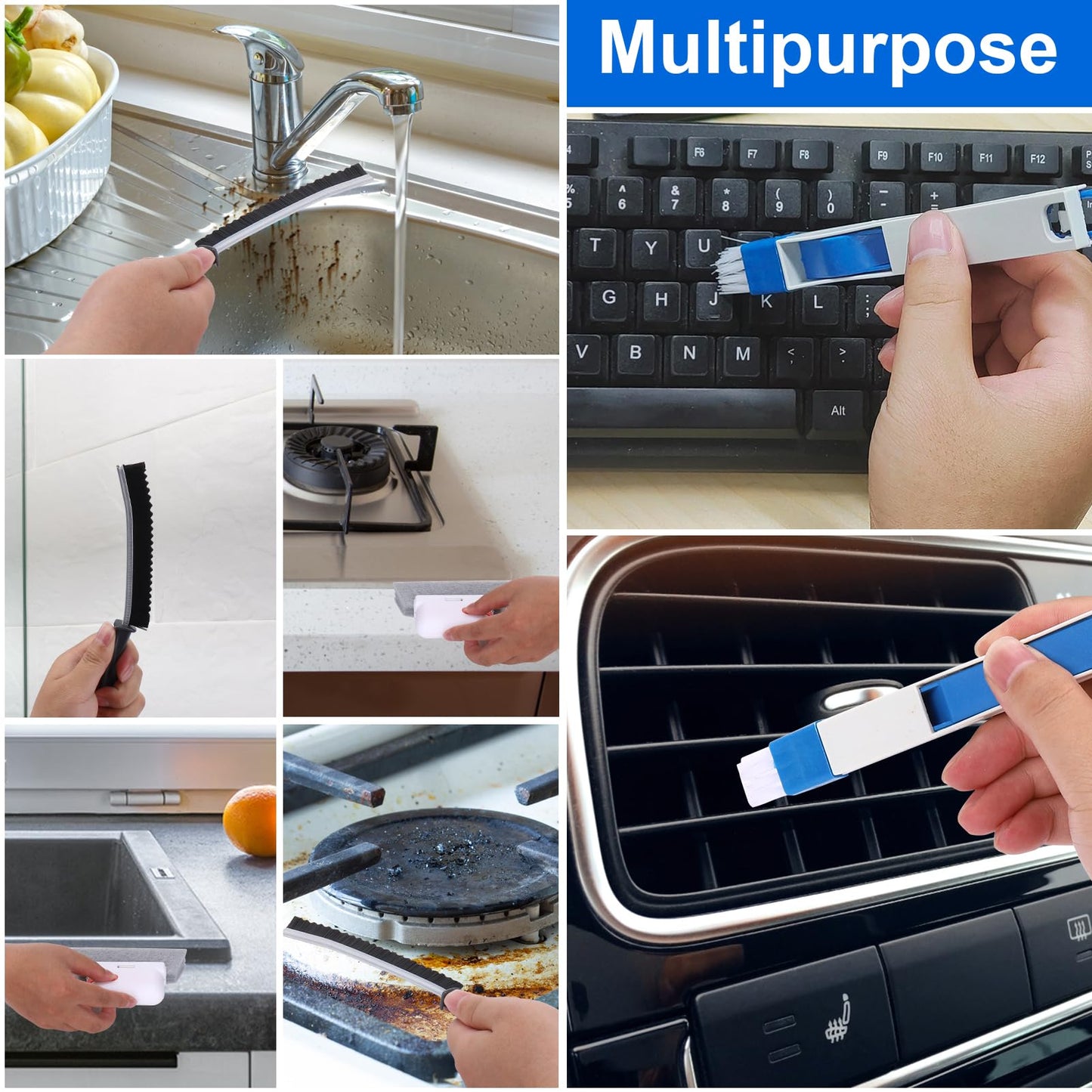 XANGNIER Window Sill Cleaner Tool,10 Pcs Magic Door Window Track Cleaning Tools Kit,Sliding Door Track Cleaner,Groove Crevice Cleaning Brush for Tile Lines/Shutter/Car Vents/Air Conditioner/Keyboard