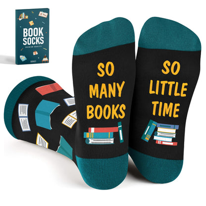 VICRAZY Book Lovers Gifts - Funny Socks for Book Lovers - Gift for Readers - Reading Stuff, Stocking Stuffers for Men, Women