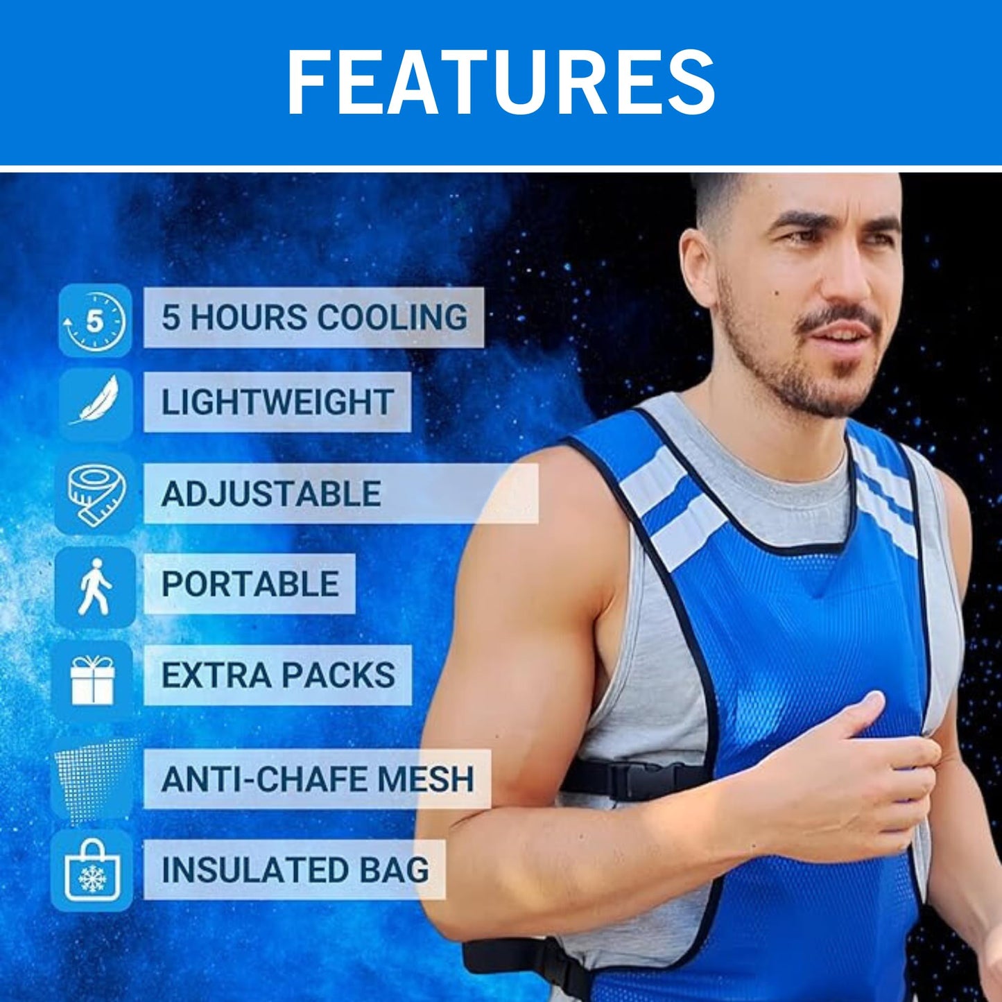 CHILLSWIFT Cooling Vest for Men & Women - Adjustable Lightweight Ice Vest, S-XXL, Includes 8 Ice Packs, Ideal for Motorcycle, MS, Mascots & Outdoor Stay Cool Activities