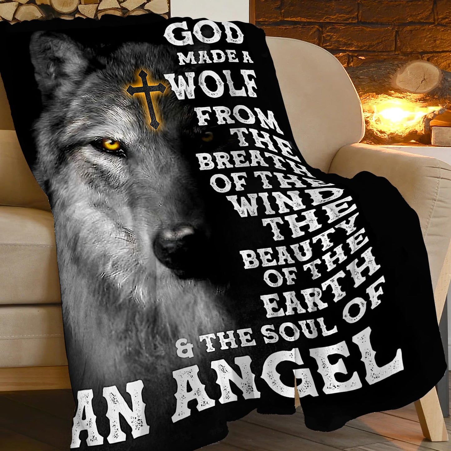 Wolf Blanket for Girls Boys Motivational Quotes Throw Blankets Wildlife Wolf Fleece Cozy Throws Warm Soft Fuzzy Stuffed Animal Plush Black White Decor for Sofa Bed Gifts for Men Women Adults 50"x40"