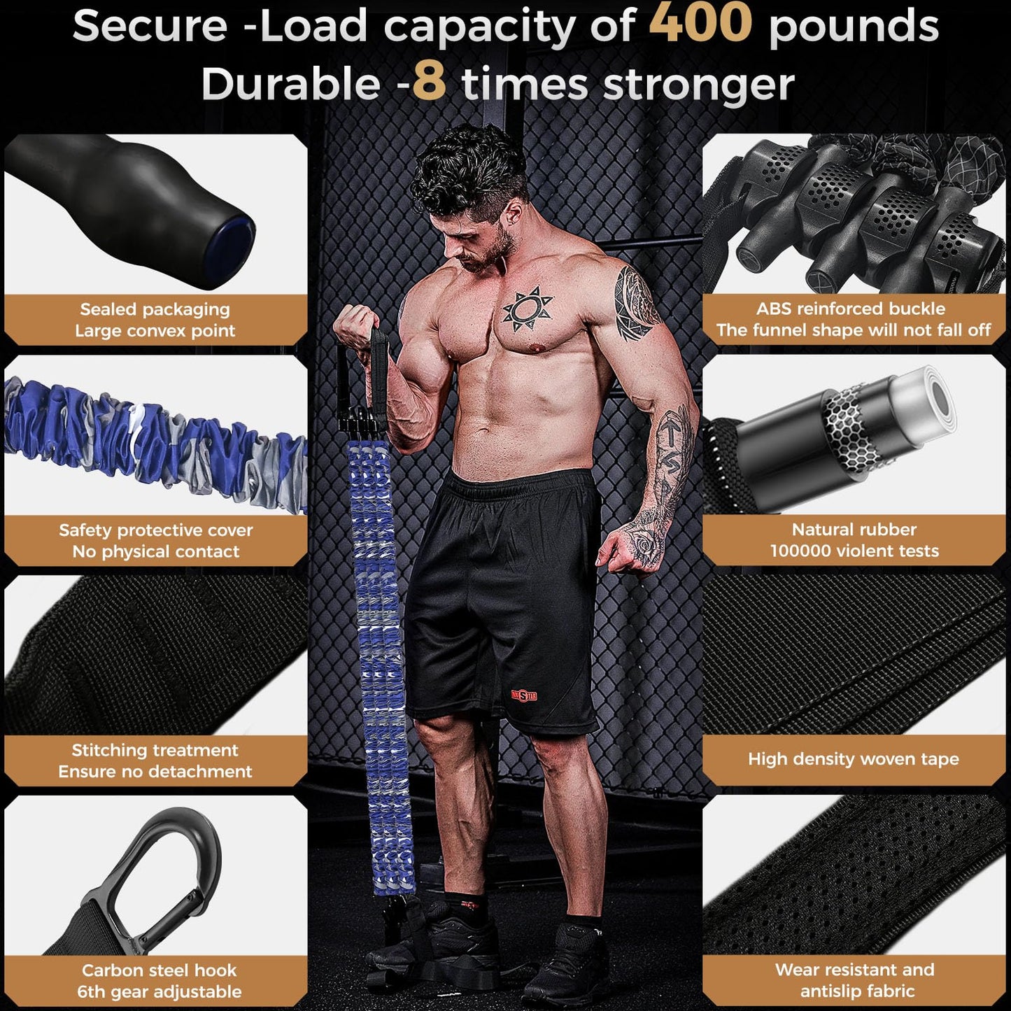 Innstar Pull Up Assistance Bands - 3 Heavy-Duty Adjustable Set for Enhanced Strength Training - Patent (Sky Blue 165lbs Adjustable Resistance)