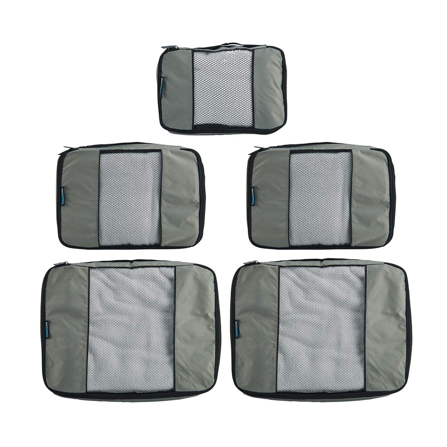 TravelWise Packing Cube System - Durable 5 Piece Weekender Plus Set (Silver)