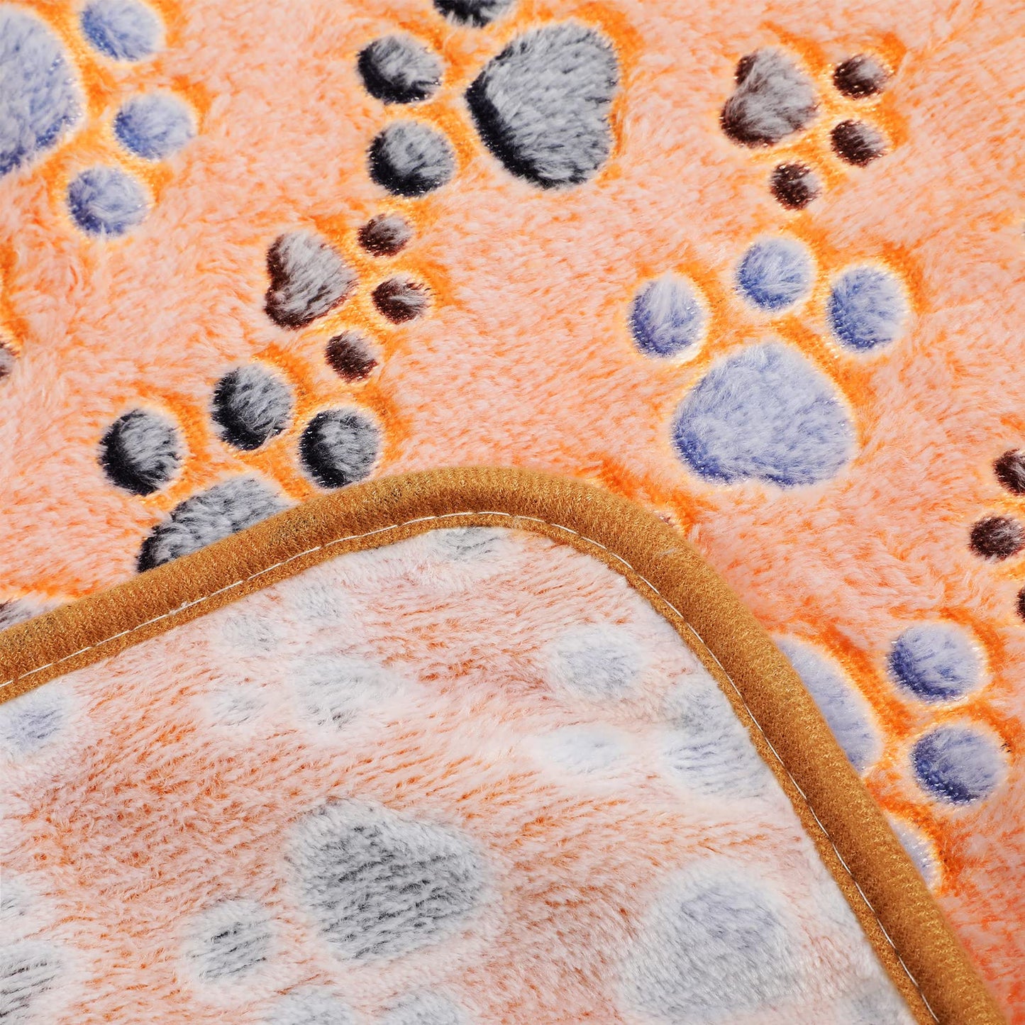 Tegeme 12 Pieces Pet Blanket Soft Fleece Dog Fluffy Doggie Warm Felt Throw Spring Cute Paw Print Puppy Kitten Sleep Mat Bed Covers for Cat(23 x 16 Inch,Dark Gray, White, Camel)