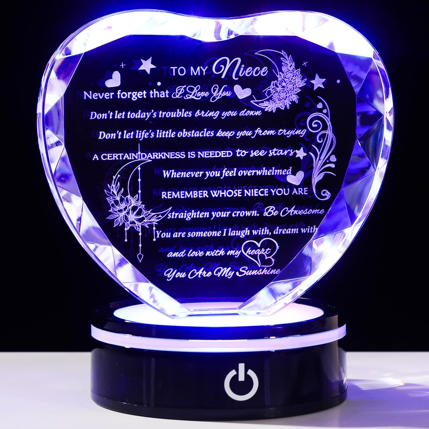 YWHL Gifts for Wife with Colorful LED Base I Love You Gifts for Her from Husband Best Wife Anniversary Birthday Gift Ideas Romantic to My Wife Crystal Keepsakes Presents