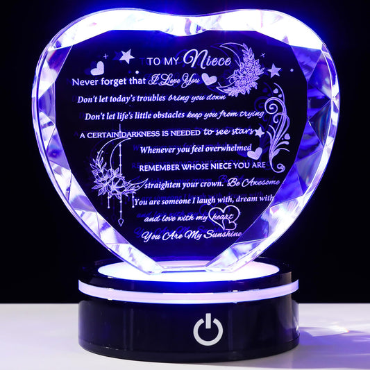 YWHL Gifts for Wife with Colorful LED Base I Love You Gifts for Her from Husband Best Wife Anniversary Birthday Gift Ideas Romantic to My Wife Crystal Keepsakes Presents