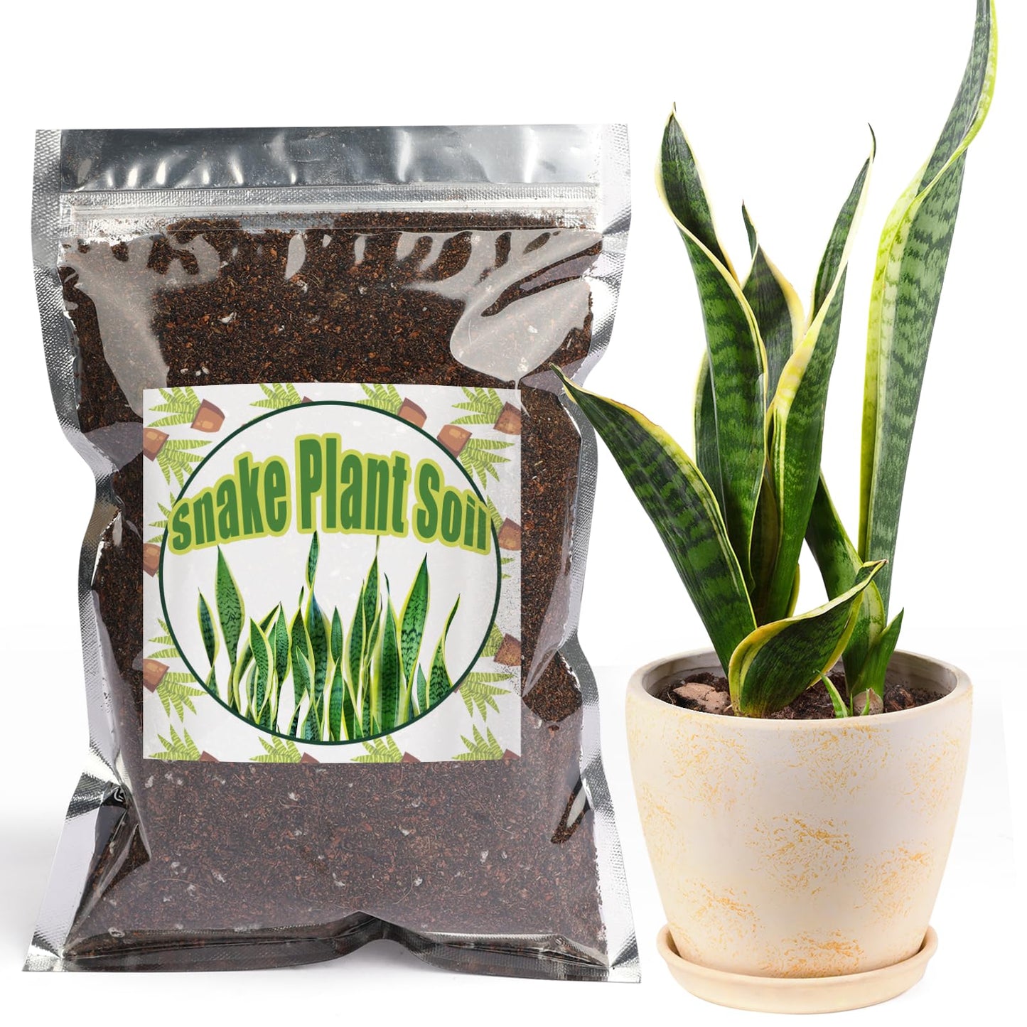 Doter Premium Snake Plant Soil Mix 1qt, Indoor Plants Potting Mix for All Potted Snake Plants, Promote Healthy Growth and Easy Care, black