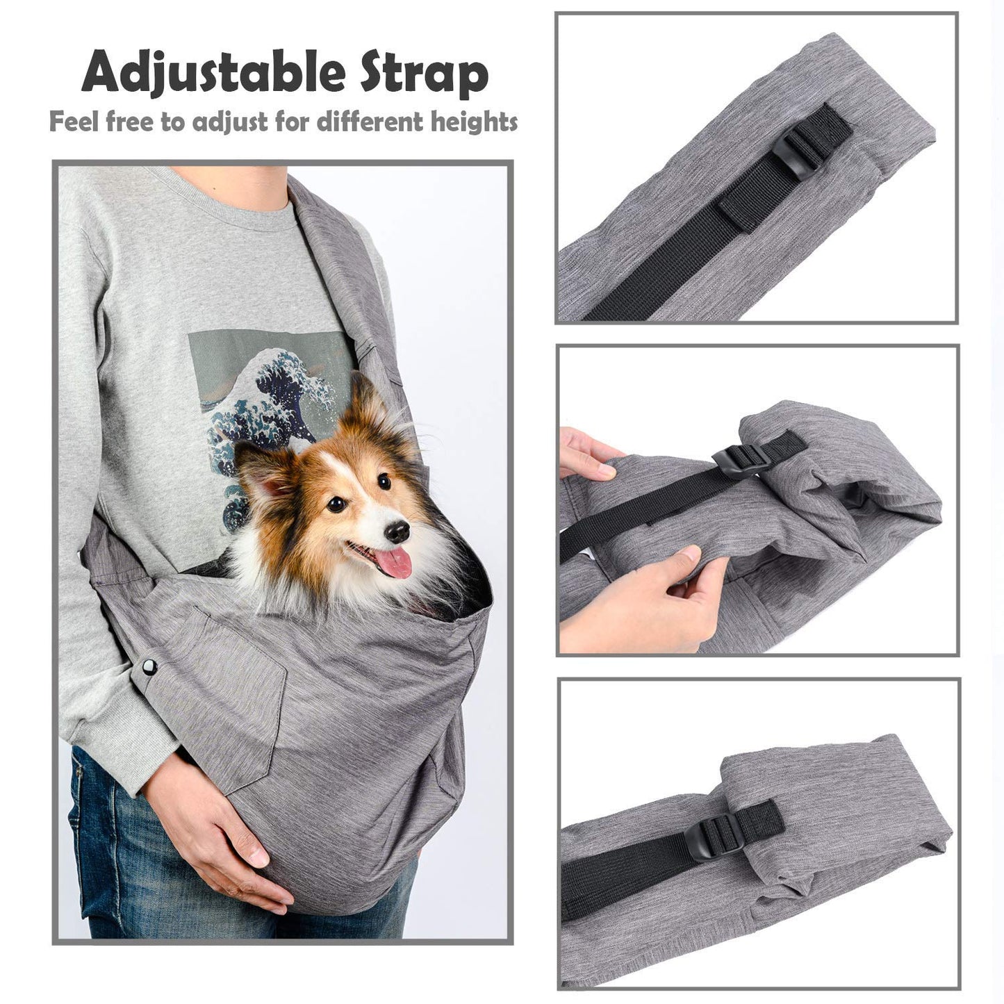 ARELLA Dog Sling Carrier for Small and Medium Dogs 10-17 lbs with Comfortable Adjustable Padded Shoulder Breathable Mesh for Travel Hands Free Daily Walk Outdoor Activities PDS08G