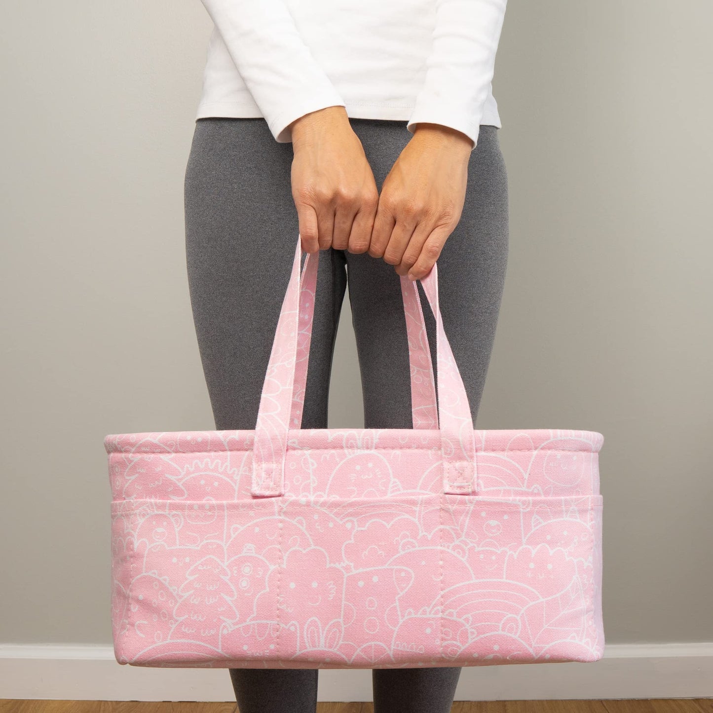 Baby Diaper Caddy Organizer Basket for Nursery Changing Table - Car Storage Tote Bag for Nappy, Diapers, and Wipes - Newborn Registry Shower Gift for Girl and Boy Must Haves - Travel Bin (Pink)