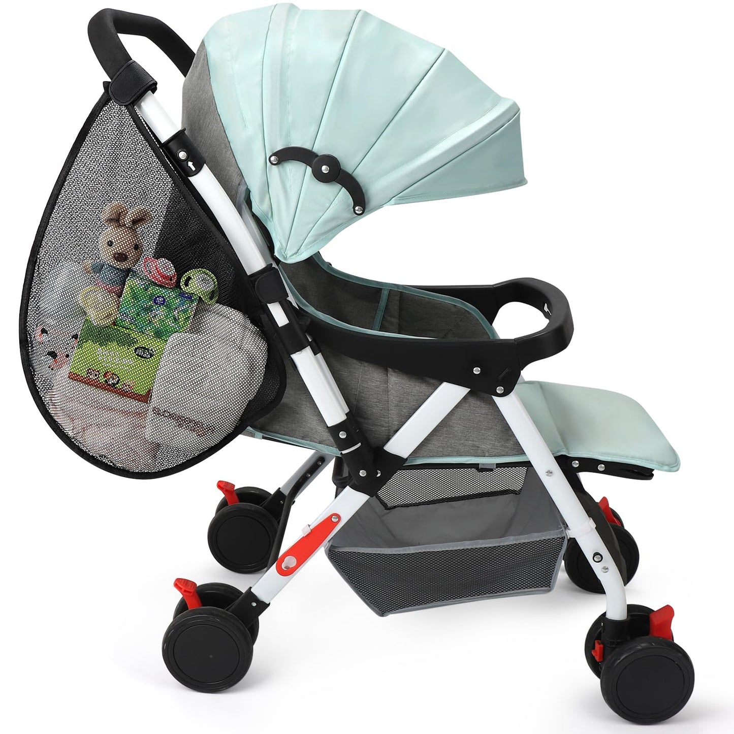 Accmor Universal Stroller Organizer, Side Sling Stroller Organizer, Mesh Cargo Net Stroller Storage Caddy, Stroller Bag Accessories Fits for Uppababy, Nuna, Baby Jogger, Britax, Doona Strollers