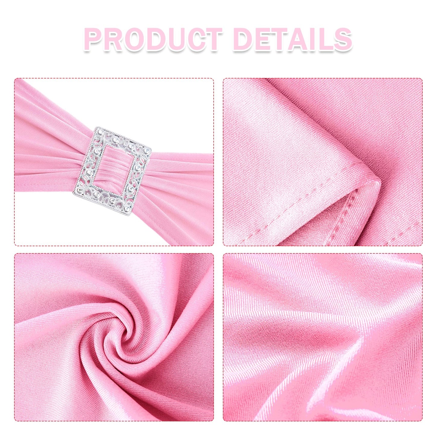 Joccun 30 PCS Spandex Chair Sashes Bows Stretch Chair Cover Band with Buckle Slider Universal Elastic Chair Ties for Wedding Banquet Party Event Decoration (Pink)