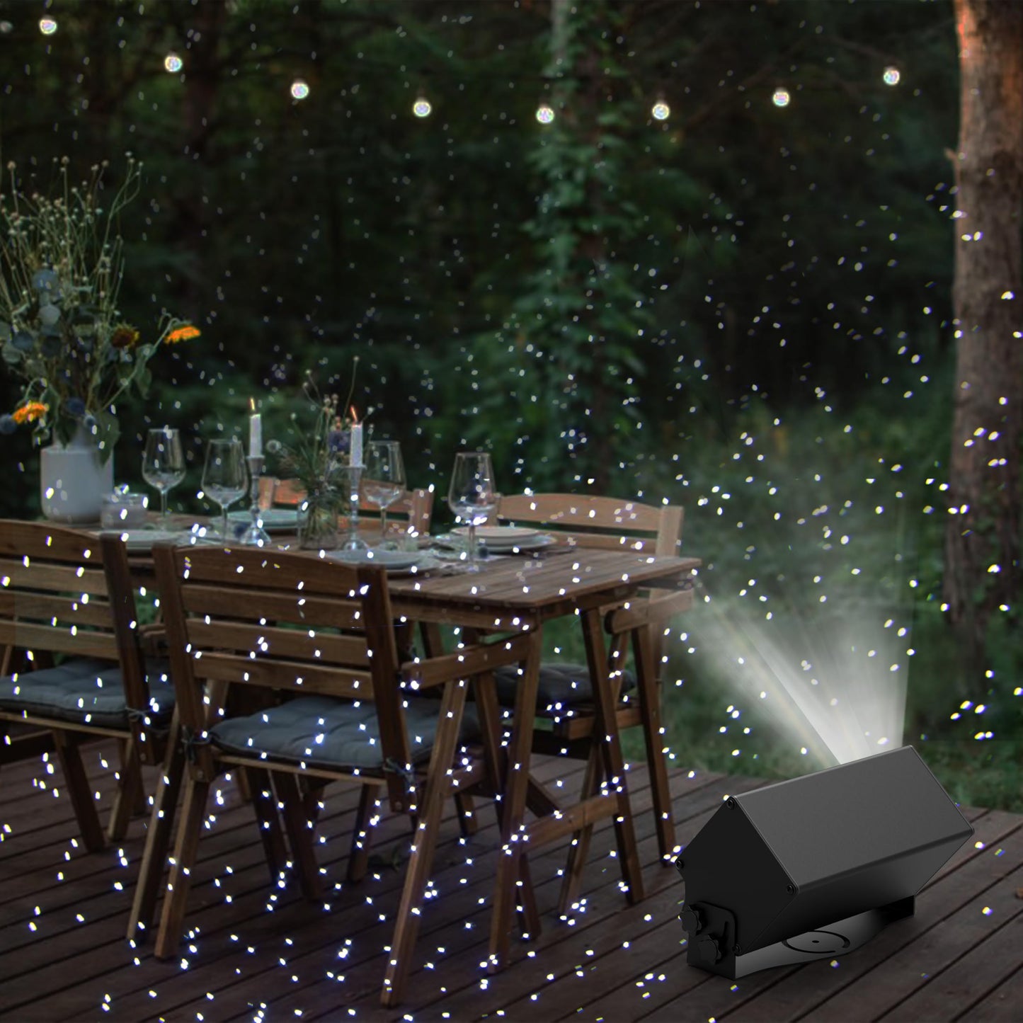 Outdoor Star Lights Projector, AIRIVO White Laser Fairy Lights Projector, Christmas Snowflake Projector 3 Lighting Modes Garden Light with Remote Control for Home, Patio,Landscape