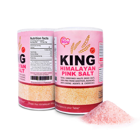 KING Certified Himalayan Pink Salt - Fine Grain, 737g/1.62lbs | Natural Minerals-Rich Salt for Cooking,Seasoning & Grinder Refill