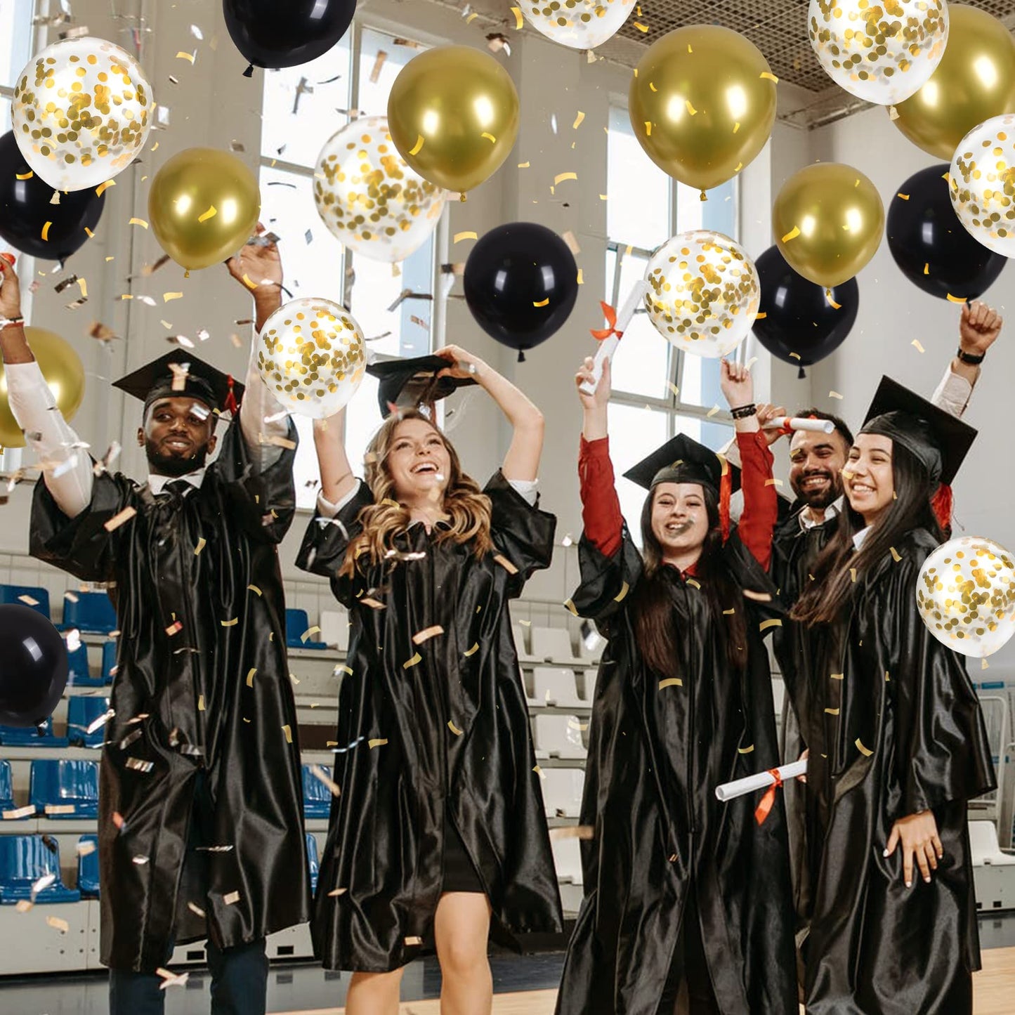 CANREVEL 120pcs Black and Gold Balloons Confetti Metallic Black Gold Latex Balloons Garland kit for Birthday Graduation Wedding Anniversaries Bachelorette Party Decorations