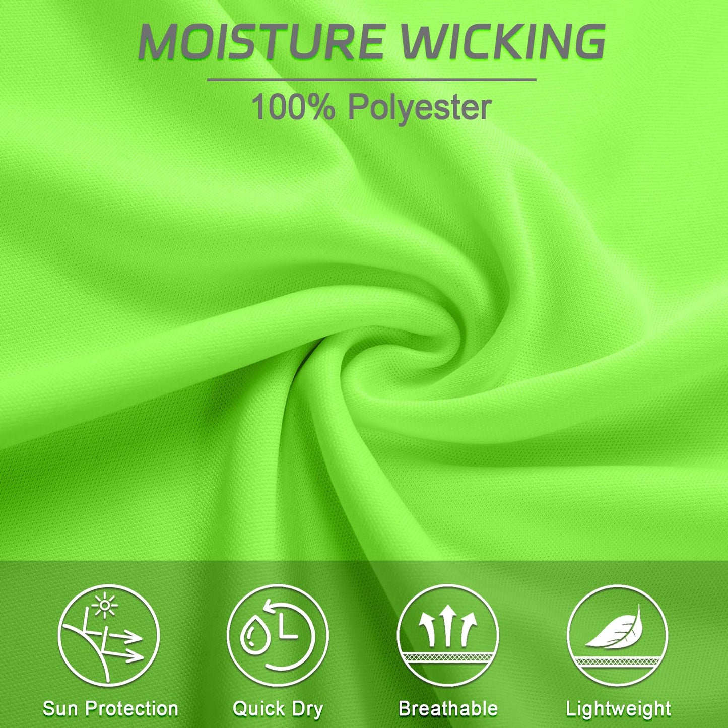 Mens Quick Dry Fit Mositure Wicking Athletic Performance T Shirt Crewneck Outdoor Activewear Tops(HI VIZ Green,3XL)