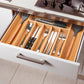 oridom Large Premium Bamboo Silverware Organizer - Expandable Drawer Organizer & Utensil Organizer - 17"x19.7" Cutlery Tray with Dividers for Kitchen Utensils and Flatware (7-9 Slots) (Natural)
