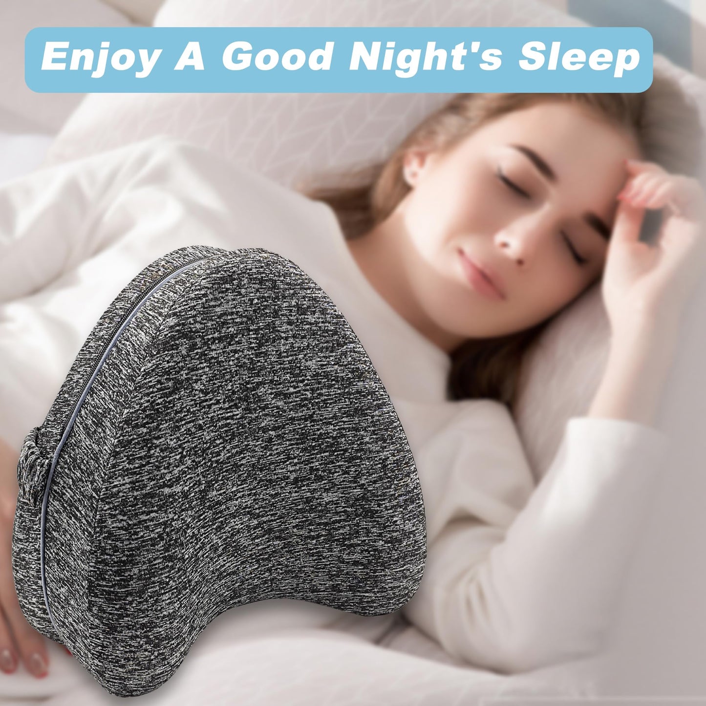 LeoTube Replacement Pillowcase Pillow Cover with Elastic Strap for Contour Legacy Leg & Knee Foam Support Pillow-Cover ONLY (Gray)